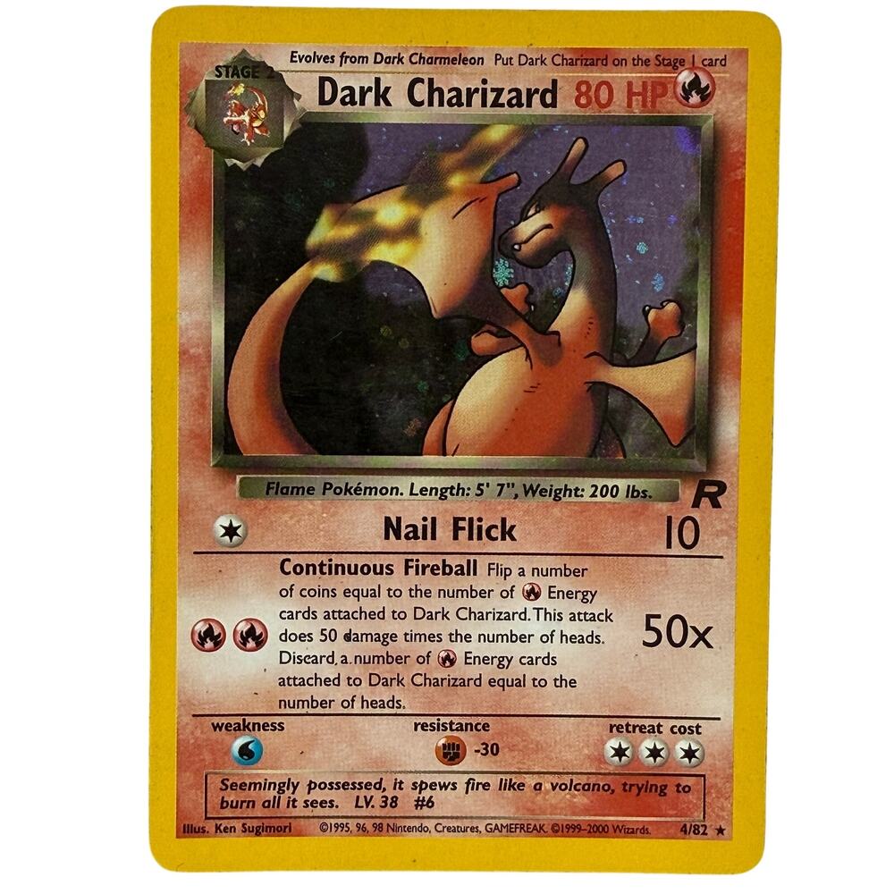 Pokémon TCG Dark Charizard 4/82 Pokémon Team Rocket 2000 Holo Foil Rare Card MP